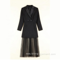 Super Star Brilliant Suit Collar Mesh Dress